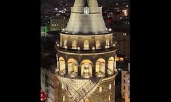 Galata Kulesi’ne Filistin kefiyesi asıldı