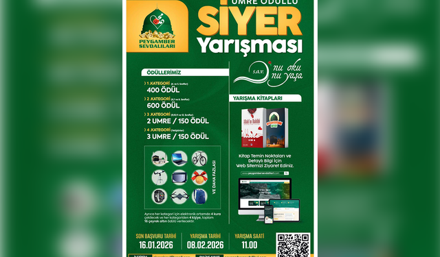 Peygamber Sevdalıları Vakfı'ndan "O'nu Oku O'nu Yaşa" siyer yarışması daveti