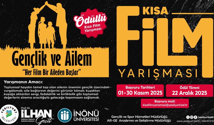 Yeşilyurt Belediyesi "Gençlik ve ailem" temalı ödüllü kısa film yarışması düzenliyor