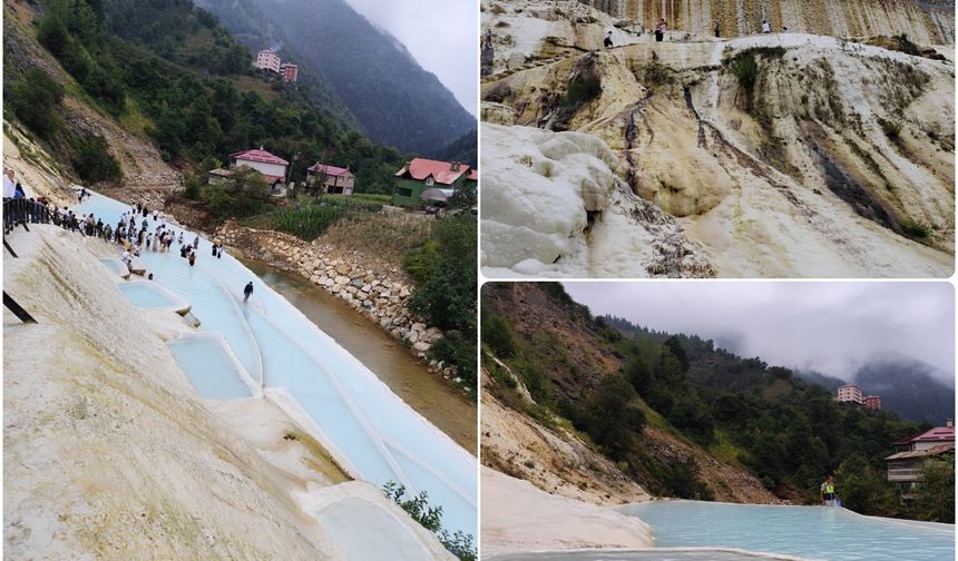 Giresun’daki Göksu Travertenleri ilgi görmeye devam ediyor