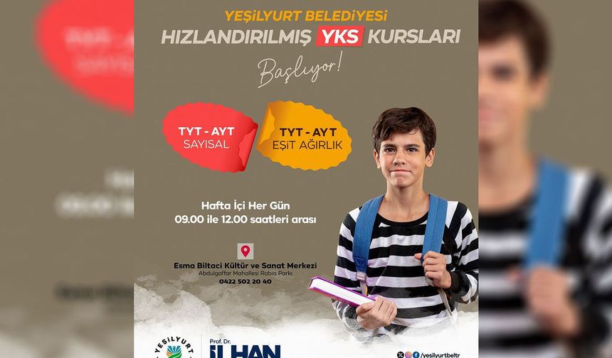 Yeşilyurt Belediyesi "Hızlandırılmış YKS Kursları" başladı