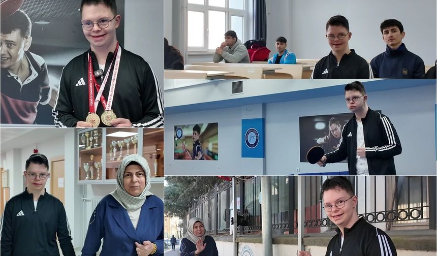 Down sendromlu genç hem eğitim hem de spor hayatında başarıları ile dikkat çekiyor